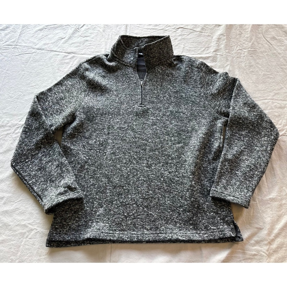 Beverly Hills Polo Club Mens Black White Marled Quarter Zip Pullover Sweater M